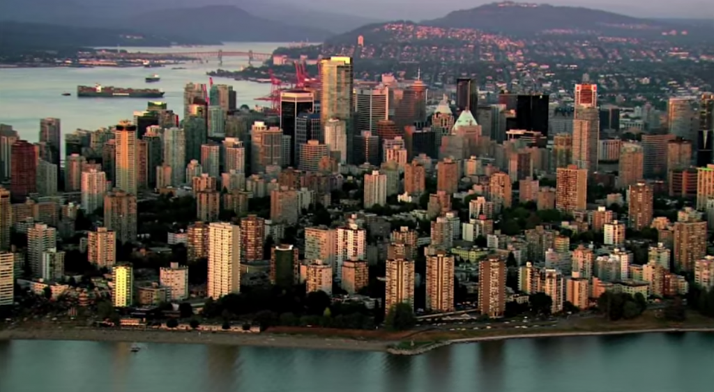 Aerial view of downtown Vancouver